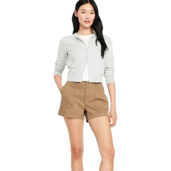 Old Navy High-waisted OG Utility Chino Shorts in Brown Summer Casual Women's XL - Picture 1 of 8